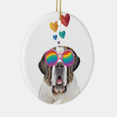 Saint Bernard Dog met harten Valentijnsdag Keramisch Ornament (Rechts)