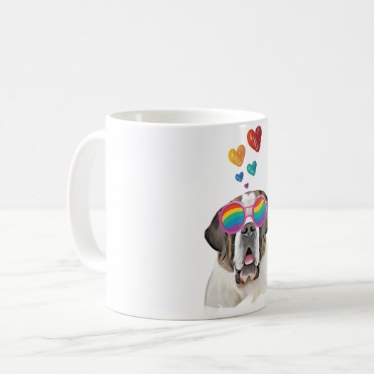 Saint Bernard Dog met harten Valentijnsdag Koffiemok (Voorkant links)