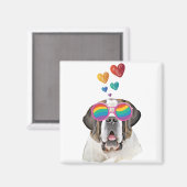 Saint Bernard Dog met harten Valentijnsdag Magneet (Voorkant / Achterkant)