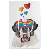 Saint Bernard Dog met harten Valentijnsdag Medium Cadeauzakje (Achterkant)