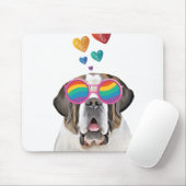 Saint Bernard Dog met harten Valentijnsdag Muismat (Met muis)