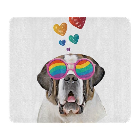 Saint Bernard Dog met harten Valentijnsdag Snijplank (Voorkant)