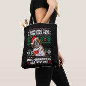 Saint Bernard Dog met Kerstmis Funny Ornaments Paj Tote Bag (Dichtbij)