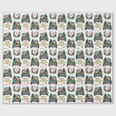 Saint Bernard Dog Retro Truck Monogram Kerstmis Cadeaupapier (Vlak)