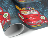 Saint Bernard Dog-rijdende auto's Scary Halloween Cadeaupapier (Rol Hoek)