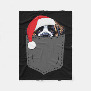 Saint Bernard Dog Santa Hat Kerstzak Fun X Fleece Deken