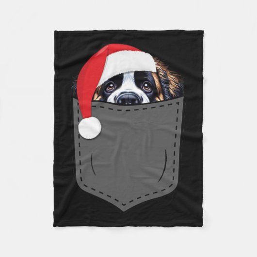 Saint Bernard Dog Santa Hat Kerstzak Fun X Fleece Deken (Voorkant)