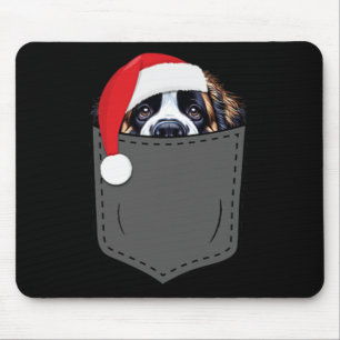 Saint Bernard Dog Santa Hat Kerstzak Fun X Muismat