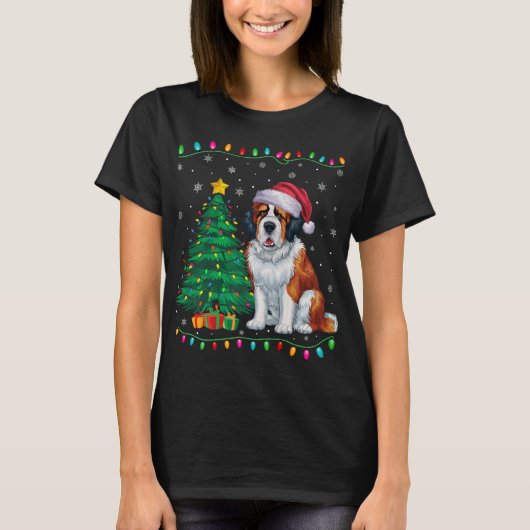 Saint Bernard Dog Santa Hat Mannen Vrouwen Kinder  T-shirt (Voorkant)