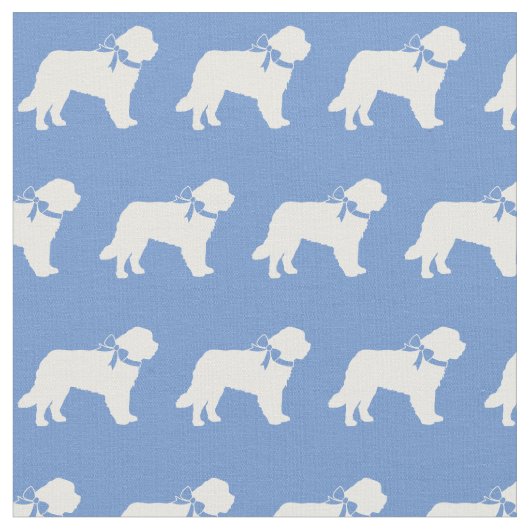 Saint Bernard Dog Silhouette Pet Light Blue Stof (Close Up)