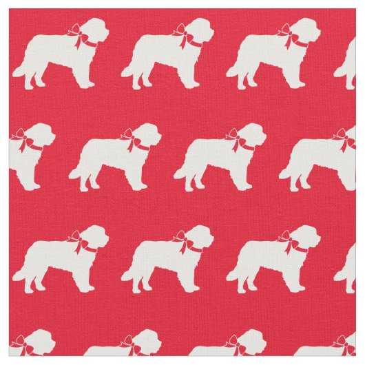 Saint Bernard Dog Silhouette Pet Red Stof (Close Up)