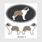 Saint Bernard Dog Silhouettes Vinyl Sticker Set (Vel)
