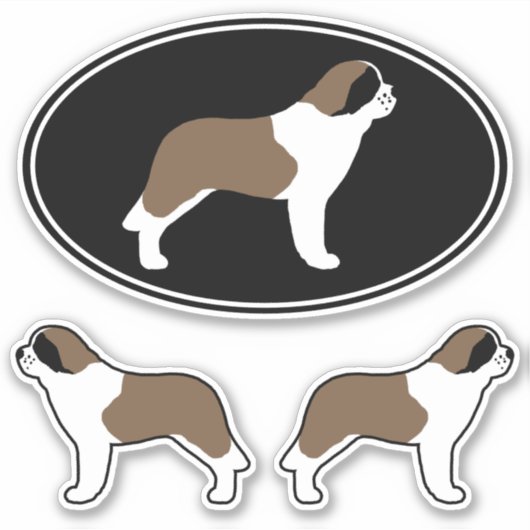 Saint Bernard Dog Silhouettes Vinyl Sticker Set (Voorkant)