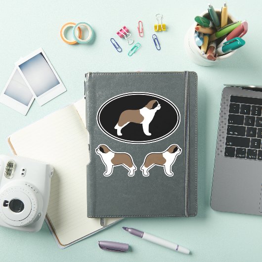 Saint Bernard Dog Silhouettes Vinyl Sticker Set (iPad Cover)