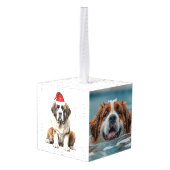 Saint Bernard Dog Two Photo Christmas Holiday Decoratie (Achter hoekig)