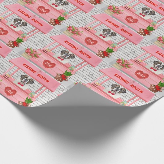 Saint Bernard Dog Valentijnsdag KissingBooth Cadeaupapier (Hoek)