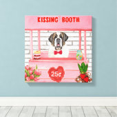 Saint Bernard Dog Valentijnsdag KissingBooth Canvas Afdruk (Insitu (Houten vloer))