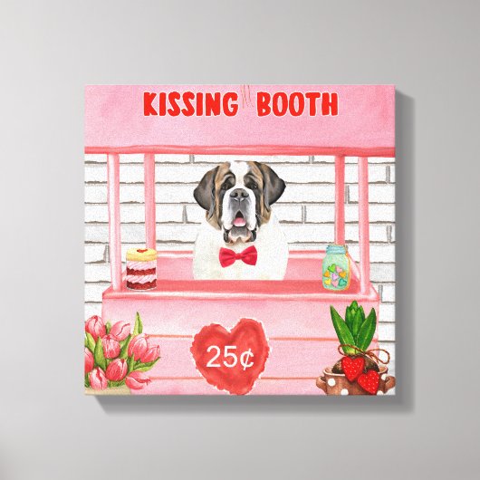 Saint Bernard Dog Valentijnsdag KissingBooth Canvas Afdruk (Voorkant)