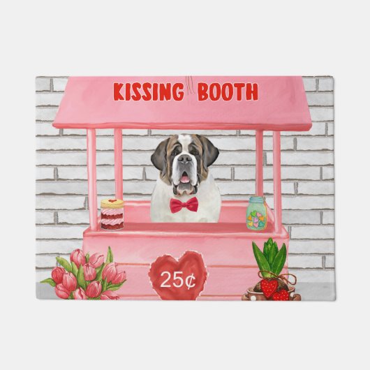 Saint Bernard Dog Valentijnsdag KissingBooth Deurmat (Voorkant)