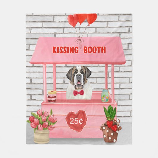 Saint Bernard Dog Valentijnsdag KissingBooth Fleece Deken (Voorkant)