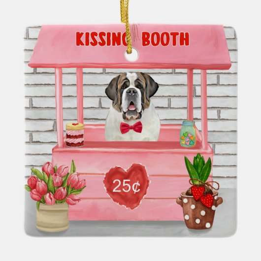Saint Bernard Dog Valentijnsdag KissingBooth Keramisch Ornament (Voorkant)