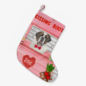 Saint Bernard Dog Valentijnsdag KissingBooth Kleine Kerstsok (Voorkant (Hangend))