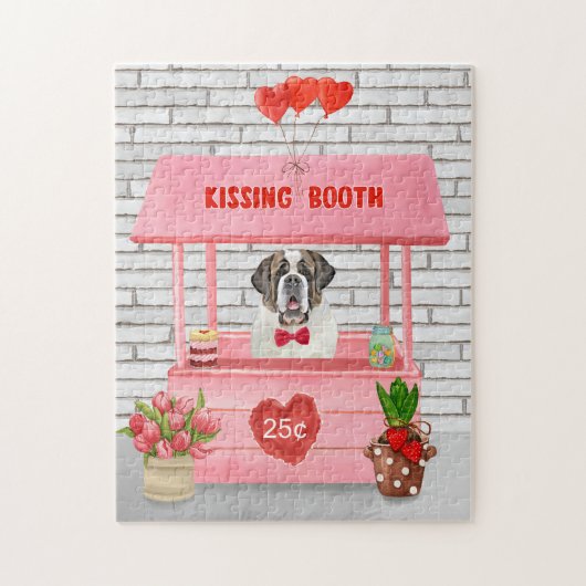 Saint Bernard Dog Valentijnsdag KissingBooth Legpuzzel (Verticaal)