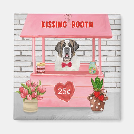 Saint Bernard Dog Valentijnsdag KissingBooth Magneet (Voorkant)