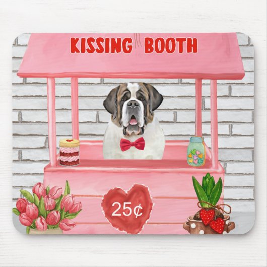 Saint Bernard Dog Valentijnsdag KissingBooth Muismat (Voorkant)