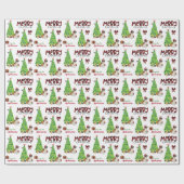 Saint Bernard Dog, vogel en kerstboom Cadeaupapier (Vlak)