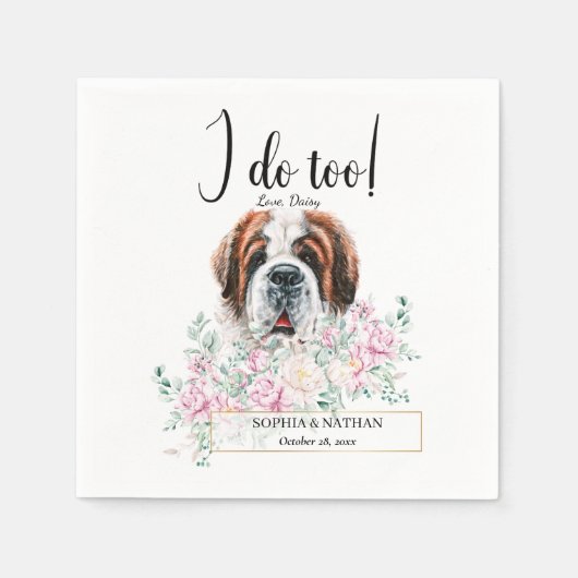 Saint Bernard Dog Wedding Cocktail Napkins Servet (Voorkant)