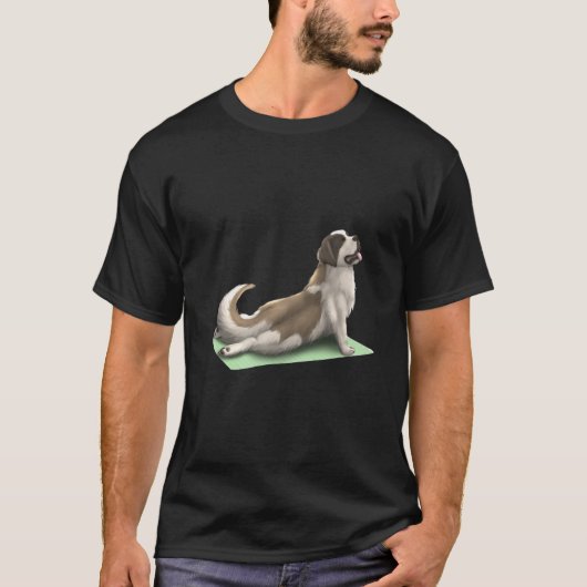 Saint Bernard Dog Yoga Pose Meditation Zen Workout T-shirt (Voorkant)