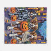Saint Bernard Dogs in Halloween Costumes Fleece Deken (Voorkant (Horizontaal))