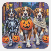 Saint Bernard Dogs in Halloween Costumes Vierkante Sticker (Voorkant)