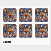 Saint Bernard Dogs in Halloween Costumes Vierkante Sticker (Vel)