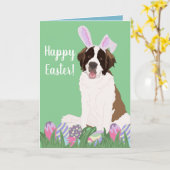 Saint Bernard Easter Bunny Kaart (Gele Bloem)