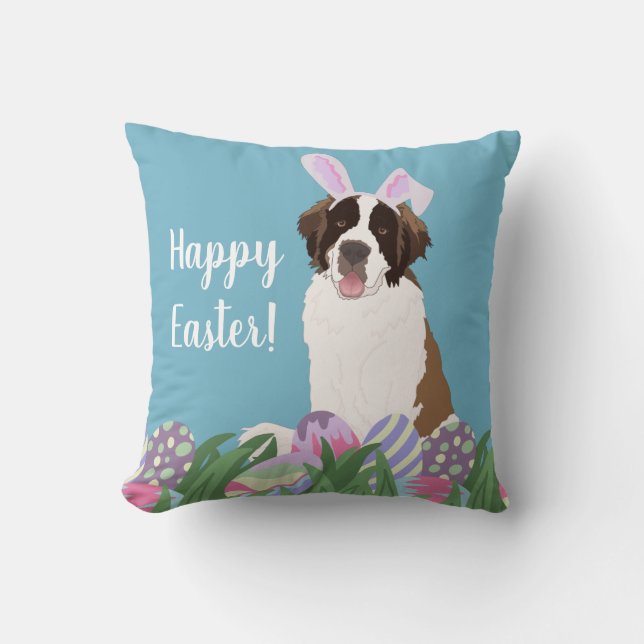 Saint Bernard Easter Bunny Kussen (Voorkant)