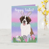 Saint Bernard Easter Kaart (Gele Bloem)
