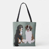 Saint Bernard en Bernese Mountain Dog  Tote Bag (Achterkant)
