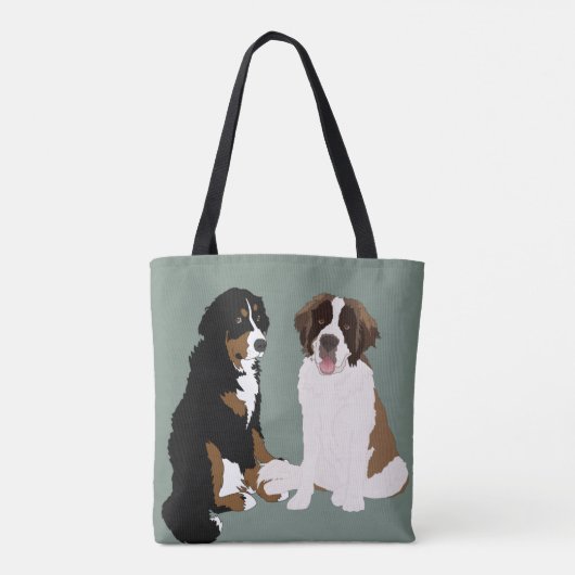 Saint Bernard en Bernese Mountain Dog  Tote Bag (Achterkant)