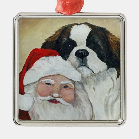 Saint Bernard en Santa Dog Art Ornament (Voorkant)