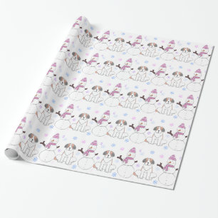 Saint Bernard en Snowman Cadeaupapier