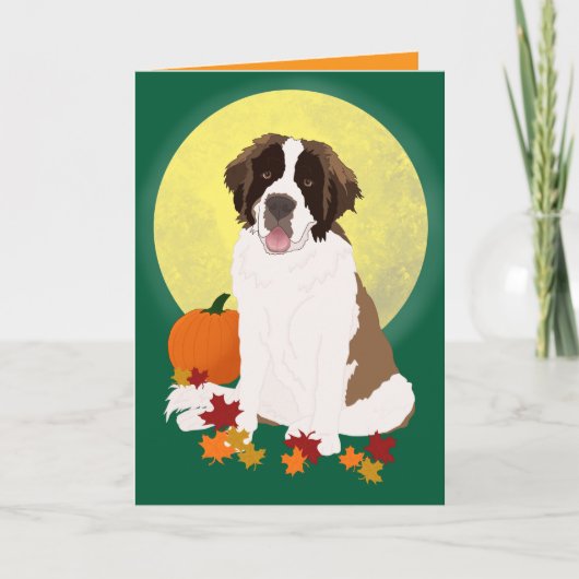 Saint Bernard Halloween Autumn Kaart (Voorkant)