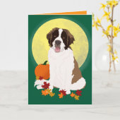 Saint Bernard Halloween Autumn Kaart (Gele Bloem)