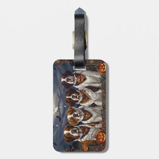 Saint Bernard Halloween Spooky Bagagelabel (Achterkant verticaal)