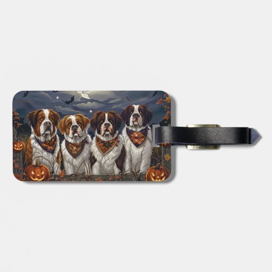 Saint Bernard Halloween Spooky Bagagelabel (Achterkant horizontaal)