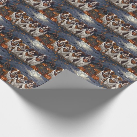 Saint Bernard Halloween Spooky Cadeaupapier (Hoek)