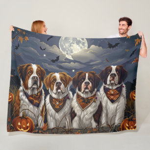Saint Bernard Halloween Spooky Fleece Deken
