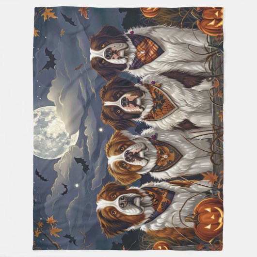 Saint Bernard Halloween Spooky Fleece Deken (Voorkant)