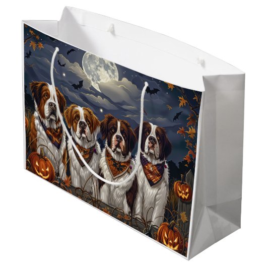 Saint Bernard Halloween Spooky Groot Cadeauzakje (Achterkant Gekanteld)